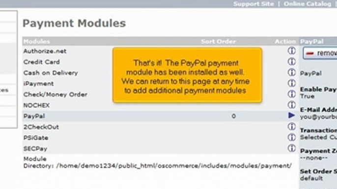 Add payment modules in osCommerce by VodaHost.com web hosting