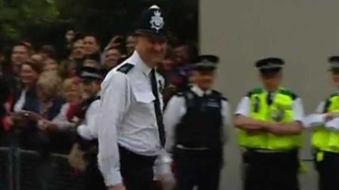 Policeman entertains the Royal crowds