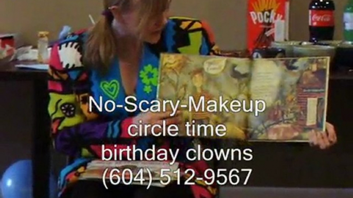 Hire a Circle Time 4th birthday party clown Vancouver Surrey BC