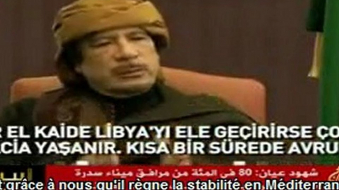 Kadhafi : " Je protège ISRAEL "