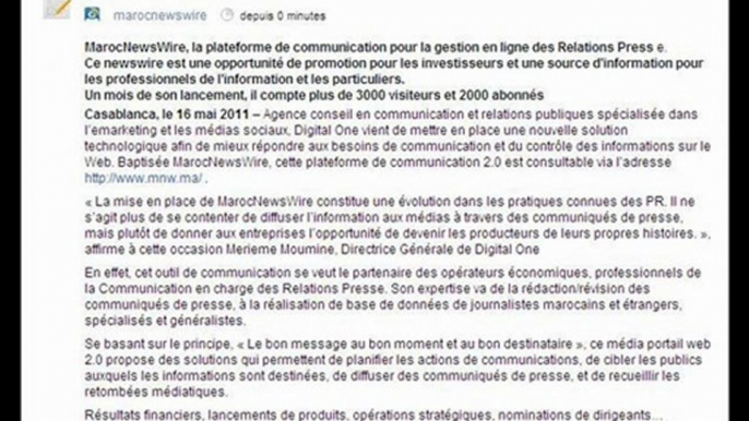 Digital One lance le newswire d’informations générales, « MarocNewsWire »
