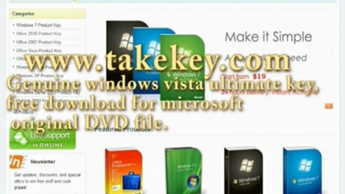 Genuine Windows Vista Ultimate Product Activation Key Code.  Free Download.