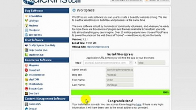 Como Instalar WordPress Automáticamente