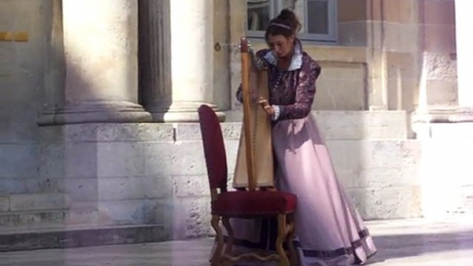 1577 chateau royal de Blois spectacle du Conservatoire National d'escrime ancienne début du spectacle harpe