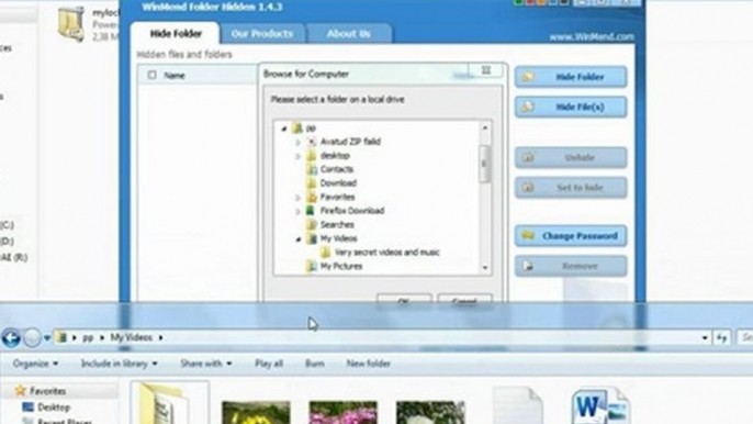 Hide files and folders with freeware Winmend Folder Hidden