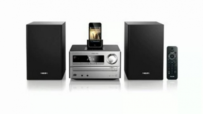 Philips DCM2020 Kompaktanlage (CD/MP3/WMA-Player, 20 Watt, Apple iPode Dock, USB 2.0) schwarz