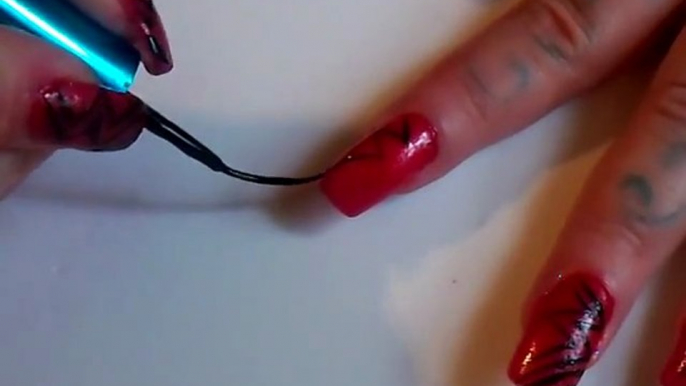 Nail Art - 2 Minute Tutorial - Tribal Tattoo Nails by Fonda