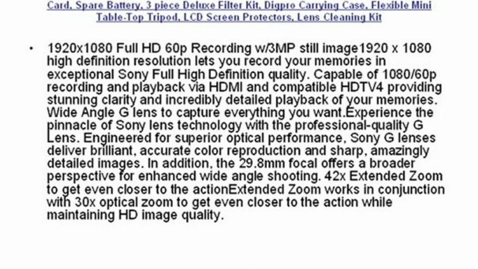 Buy Cheap Sony HDR-CX130 Handycam Camcorder (Silver) ULTIMATE BUNDLE with 16GB SD Card, Spare Battery, 3 piece Deluxe Filter Kit, Digpro Carrying Case, Flexible Mini Table-Top Tripod, LCD Screen Protectors, Lens Cleaning Kit