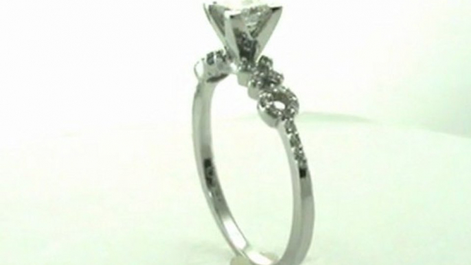 FDENS3043PRR       Princess Cut Petite Diamond Engagement Ring W Round Side Stones In Pave Setting