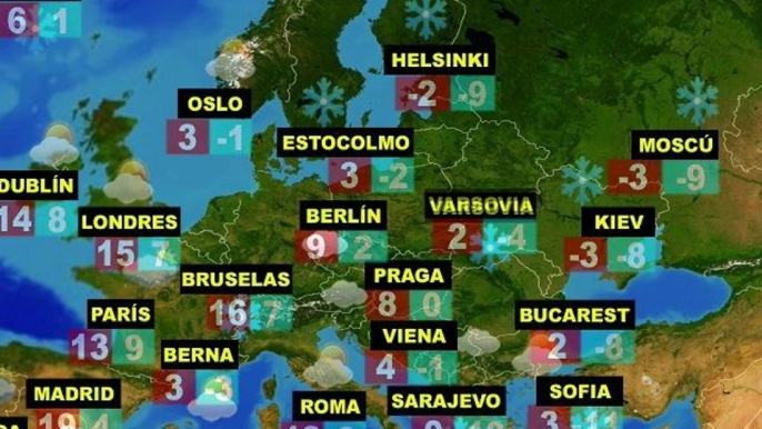 El tiempo en Europa, por países, previsión lunes 27 y martes 28 de febrero