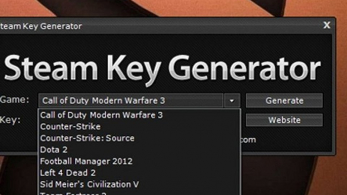 Steam Key Generator - MW 3, Dota 2, Skyrim, Team Fortress 2 and more