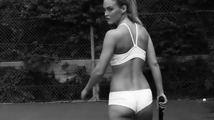 Bar Refaeli Playing Tennis in Underwear