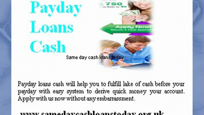 Same Day Cash Loans Today - Payday Loans Cash, No Credit Check Loans