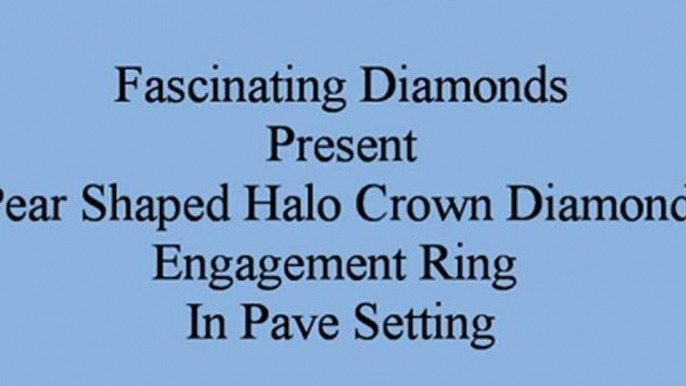 Pear Shaped Halo Crown Diamond Engagement Ring In Pave Setting FDENR7313PER