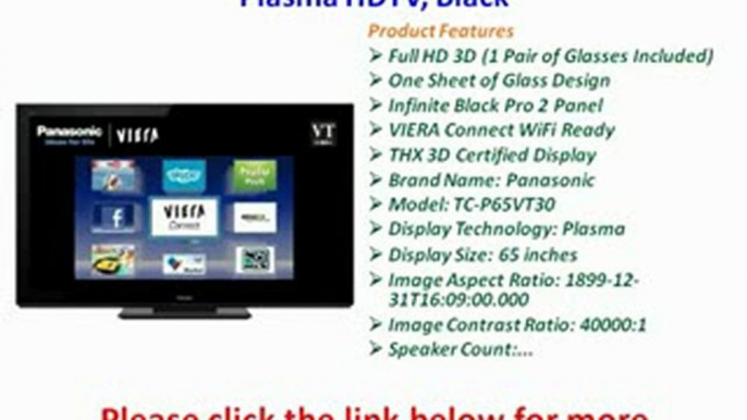 SPECIAL PRICE 2012 Panasonic VIERA TC-P65VT30 65-inch 1080p 3D Plasma HDTV, Black