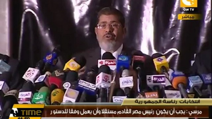 مرسي: في حالة فوزي بالرئاسة سأترك رئاسة الحزب فوراً