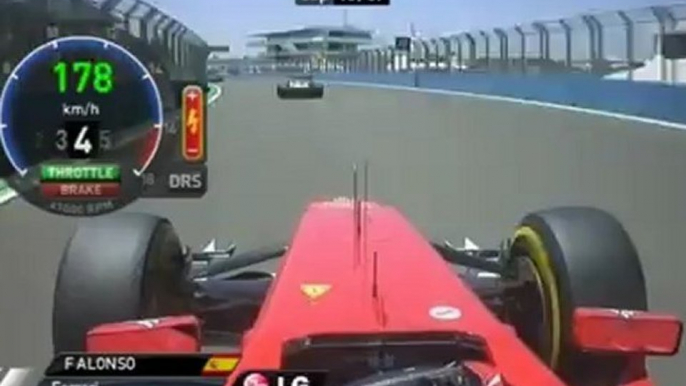 F1 2012 GP Europa Alonso Onboard Overtakes Maldonado Race Lap [HD] Engine Sounds