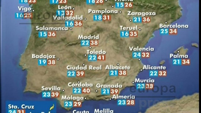 Miércoles con temperaturas altas en la mitad sur