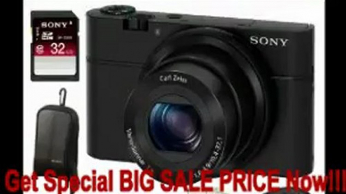 BEST BUY Sony DSC-RX100 DSCRX100 20.2 MP Exmor CMOS Sensor Digital Camera with 3.6x Zoom + Sony 32GB Class 10 Memory Card + Sony So...