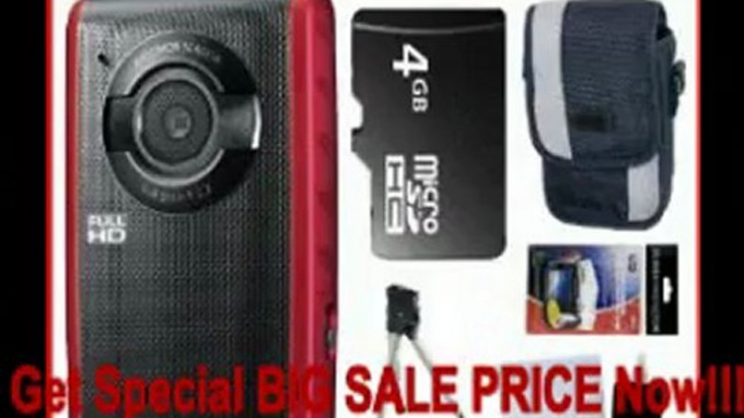 SPECIAL DISCOUNT Samsung HMX-W200 Waterproof HD Camcorder with 2.4-inch LCD Screen in Red + 4GB Accessory Kit