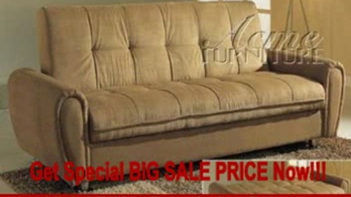 BEST BUY Adjustable Futon Sofa with Storage in Tan Microfiber