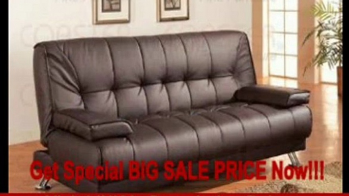 BEST BUY Coaster Futon Sofa Bed with Removable Arm Rests, Brown Vinyl