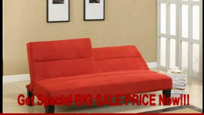 BEST BUY Red Microfiber Split Back Adjustable Back Klik Klak Sofa Futon Bed Sleeper