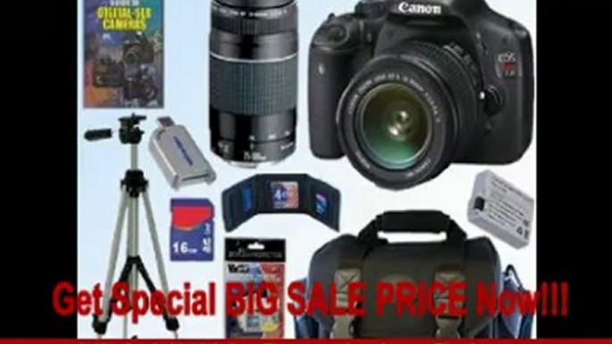 Canon EOS Rebel T2i 18 MP CMOS APS-C Digital SLR Camera with EF-S 18-55mm f/3.5-5.6 IS II Zoom Lens & EF 75-300mm f/4-5.6 III Telephoto Zoom Lens + 16GB Deluxe Accessory Kit! .