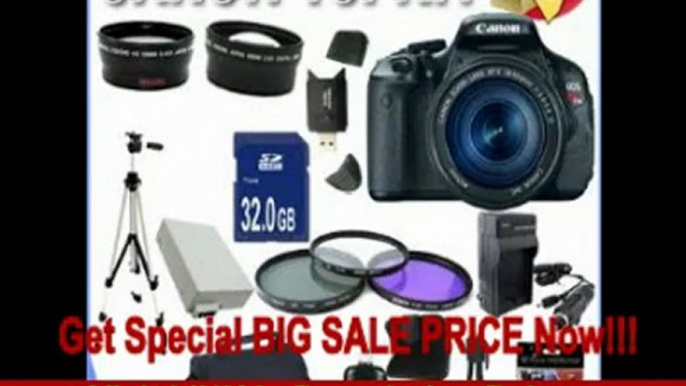 Canon EOS Rebel T3i 18 MP CMOS Digital SLR Camera and DIGIC 4 Imaging with EF-S 18-55mm f/3.5-5.6 IS Lens +58mm 2x Telephoto lens + 58mm Wide Angle Lens (3 Lens Kit!!!!!!) W/32GB SDHC Memory+ Extra Battery/Charger + 3 Piece Filter Kit + Full Size Tri