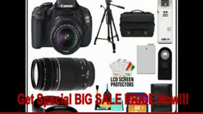 Canon EOS Rebel T3i Digital SLR Camera Body & EF-S 18-55mm IS II Lens with 75-300mm III Lens + 16GB Card + .45x Wide Angle & 2x Telephoto Lenses + Battery + Remote + (2) Filters + Tripod + Accessory Kit