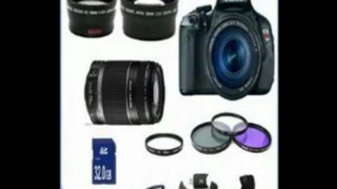 Canon EOS Rebel T3i 18 MP CMOS Digital SLR Camera and DIGIC 4 Imaging with EF-S 18-55mm f/3.5-5.6 IS Lens & Canon 75-300 f/4-5.6 III Lens + 58mm 2x Telephoto lens + 58mm Wide Angle Lens (4 Lens Kit!!!!!!) W/32GB SDHC Memory+ Extra Battery + Charger +