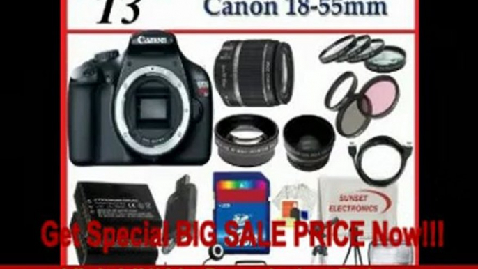 Canon EOS Rebel T3 (1100d) SLR Digital Camera w/ Canon 18-55mm Lens + 2 Extra Lens + Close Up Kit + 2 Batteries and charger + Hdmi Cable + 32gb Sdhc Memory Card + Soft Carrying Cases + Tripod & Much More !!