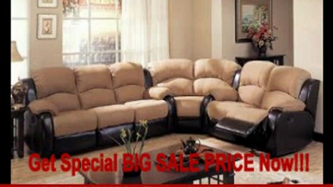 Reclining Sectional Sofa Mocha Padded Microfiber Dark Brown Leather Like REVIEW