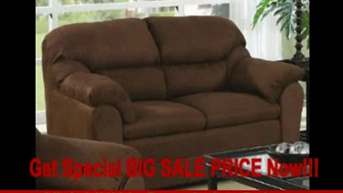 Loveseat with Pillow Padded Arms in Chocolate Microfiber FOR SALE