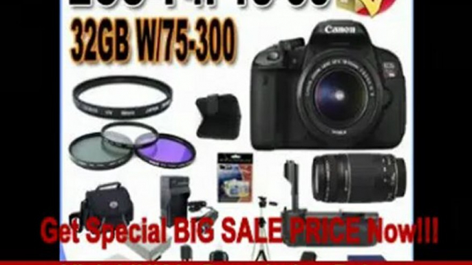 Canon EOS Rebel T4i 18.0 MP CMOS Digital SLR with 18-55mm EF-S IS II Lens & Canon 75-300 Lens (2 Lens Kit!!!!) + 32GB Memory+ Battery Grip + 2 Extra Batteries + Charger + 3 Piece Filter Kit + UV Filter + Full Size Tripod + Case +Accessory Kit