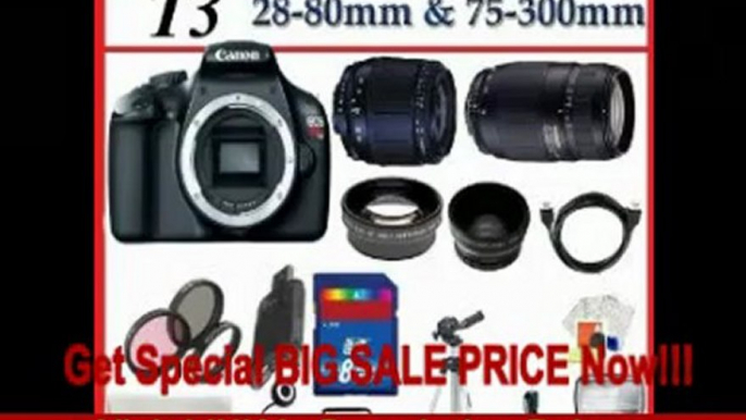 Canon EOS Rebel T3 (1100d) SLR Digital Camera W/tamron 28-80mm & 75-300mm Lens, 3 Extra Lens, Hdmi Cable, 8gb Sdhc Memory Card, Soft Carrying Cases, Hdmi Cable, Tripod & Much More !! FOR SALE