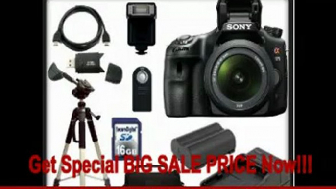 SPECIAL DISCOUNT Sony a (alpha) SLT-A65V (A65) - Digital camera - SLR - 24.3 Mpix - Sony DT 18-55mm lens - SSE Package: Wireless Remote, Full Size Tripod, Replacement FM500H Battery, Rapid Travel Charger, 16GB SDHC Memory Card, Card Reader, Carrying Case,