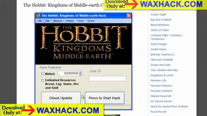 The Hobbit: Kingdoms of Middle-earth Hacks [Working and Tested  -The Hobbit: Kingdoms of Middle-earth Cheat]   Description:  The Hobbit: Kingdoms of Middle-earth Hacks [Working and Tested  -The Hobbit: Kingdoms of Middle-earth Hack]  The Download
