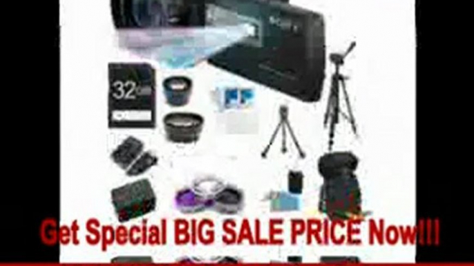 Sony HDRPJ710V High Definition Handycam 24.1 MP Camcorder with 10x Optical Zoom, 32 GB Embedded Memory and Built-in Projector + 32GB High Speed SDHC Card + High Capacity Batt+ Rapid AC/DC Charger + Pro Wide Angle Lens + Pro 2X Lens + More!