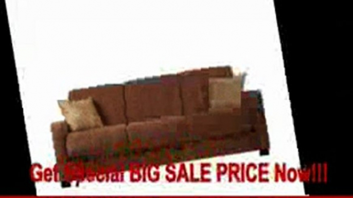 Handy Living CAC1-S6-HCH87 Cabo Living Room Convert-A-Couch Chenille Sleeper Sofa, Chocolate with 2 Decorative Paisley Throw Pillows