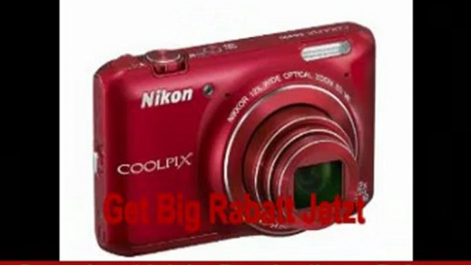 Nikon Coolpix S6400 Kompaktkamera (16 Megapixel, 12-fach opt. Zoom, 7,6 cm (3 Zoll) Touchscreen) rot