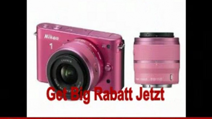 Nikon 1 J2 Systemkamera (10,1 Megapixel, 7,5 cm (3 Zoll) Display) Double Zoom Kit inkl. Nikkor VR 10-30 mm/VR 30-110 mm pink