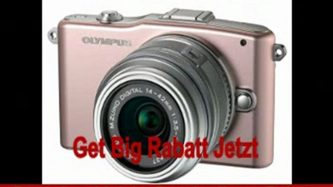 Olympus Pen E-PM1 Systemkamera (12 Megapixel, 7,6 cm (3 Zoll) Display, bildstabilisiert) rosa mit 14-42mm und 40-150mm Objektiven silber