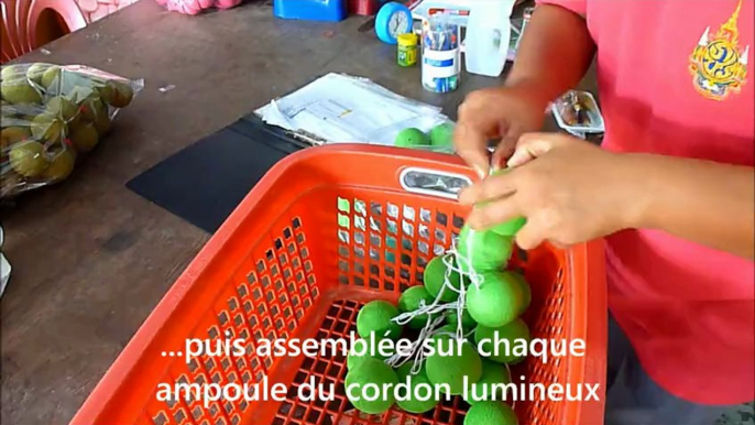 Fabrication d'une guirlande lumineuse de boules de coton