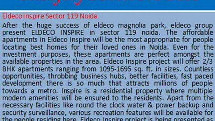 Eldeco Inspire : BUY eldeco greater noida  ::sanjayestate.com:: Greater Noida Projects