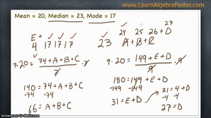 Mean Median Mode in Reverse