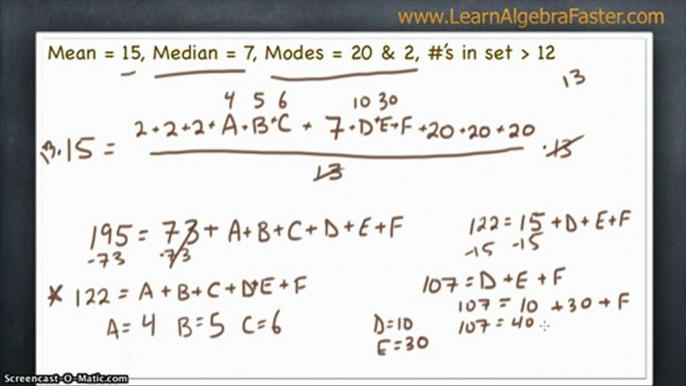 Mean Median Mode in Reverse Part 2