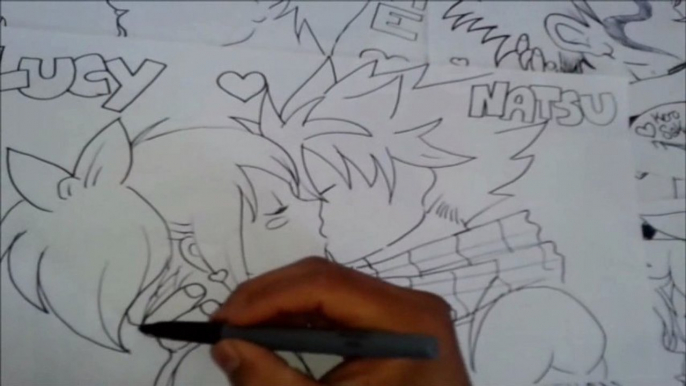 FAIRY TAIL DRAW (LUCY Y NATSU SE BESAN)1#BOCETO