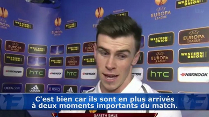 La réaction de Gareth Bale après ses deux coups francs face à l'OL