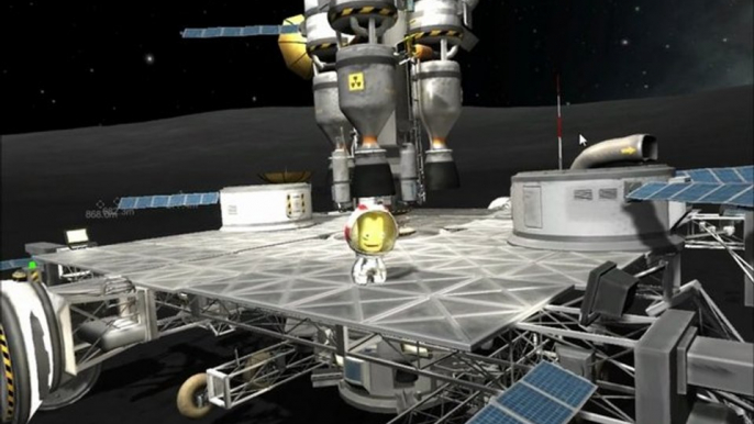 voyage pour la lune avec une énorme station mobile et retour ( space trip to the moon  with a huge rover station ) KSP 0.19.1